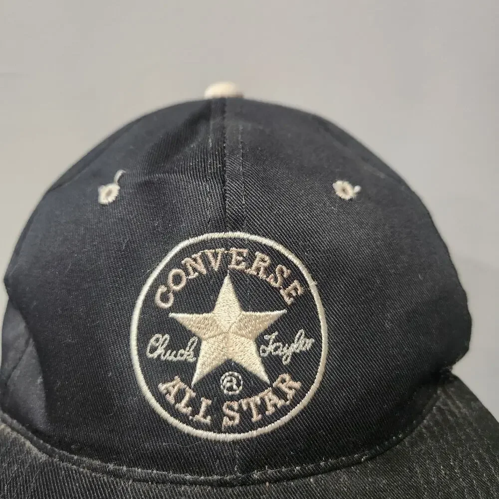 VTG Y2K 2000s Converse All Star Chuck Taylor Black Adjustable Strapback‎ Hat Cap